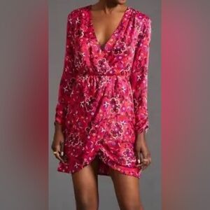 Anthropologie Pink Floral Mini Dress